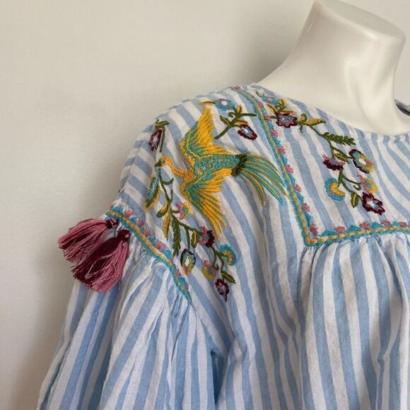 Boho Embroidered Ballon Sleeve Top - Picture 2 of 11